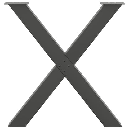Anthracite Steel X-Shaped Dining Table Legs 3 pcs, 80x72-73 cm