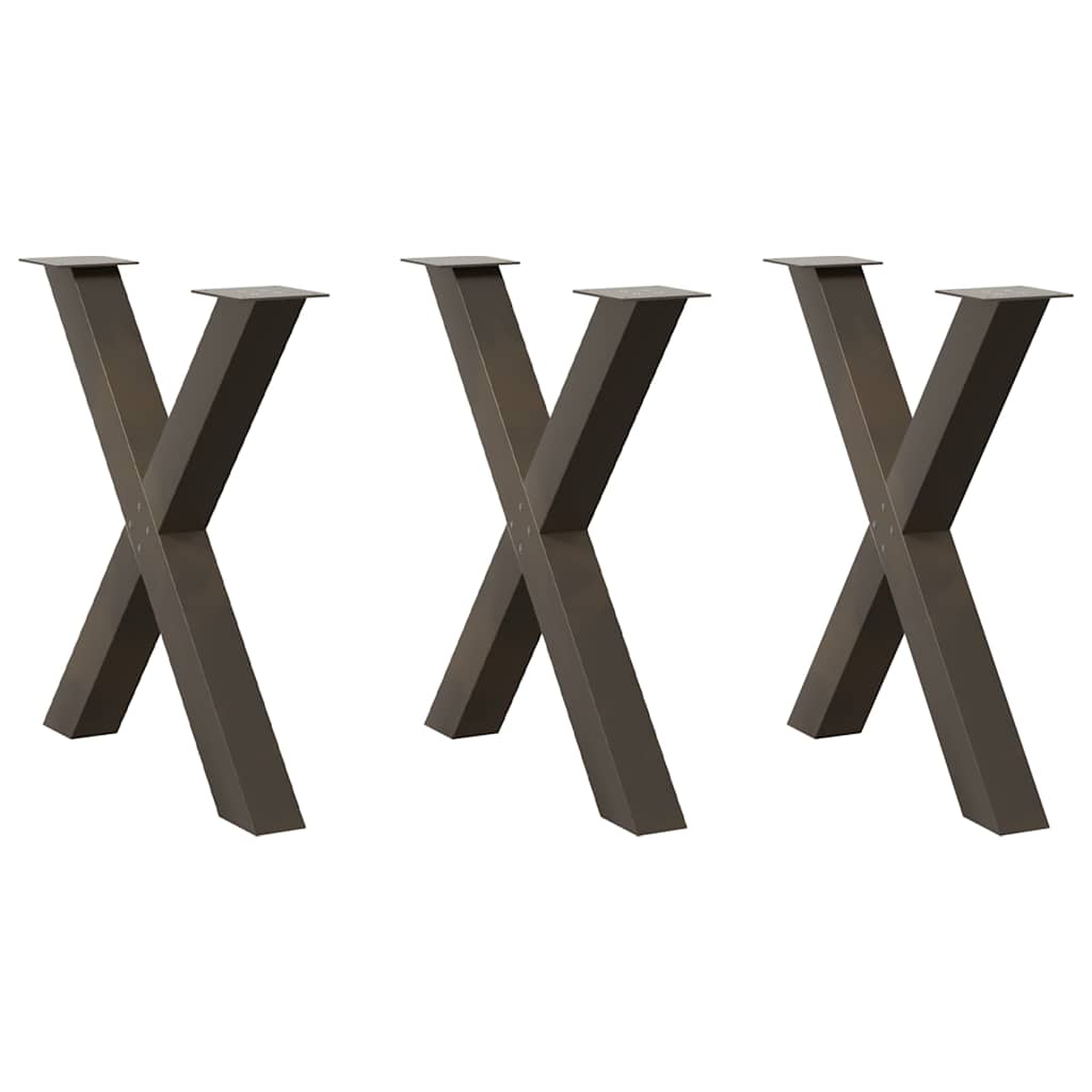 Natural Steel X-Shaped Dining Table Legs, 3pcs, Adjustable Height
