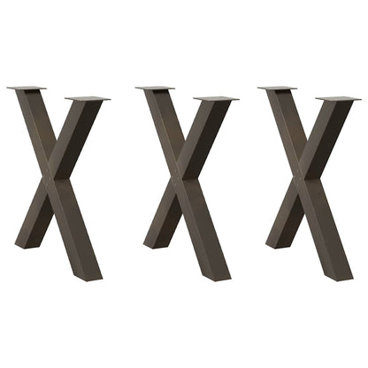 Natural Steel X-Shaped Dining Table Legs, 3pcs, Adjustable Height