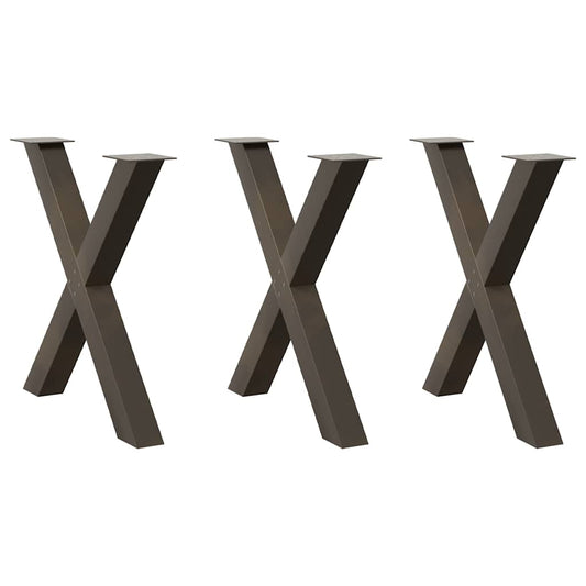 Natural Steel X-Shaped Dining Table Legs, 3pcs, Adjustable Height