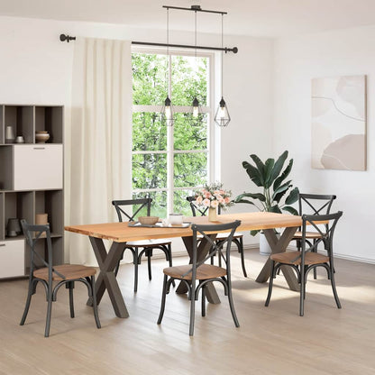 Natural Steel X-Shaped Dining Table Legs, 3pcs, Adjustable Height