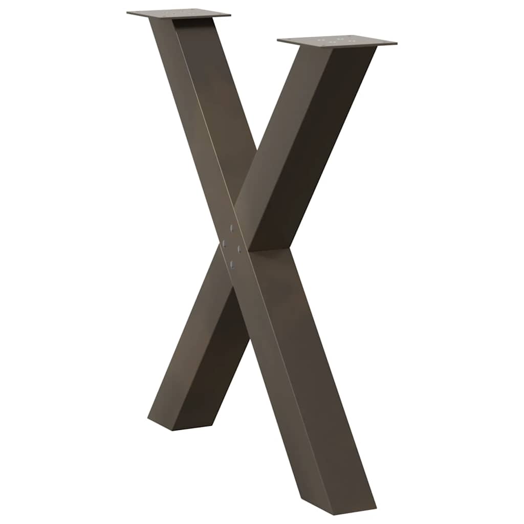 Natural Steel X-Shaped Dining Table Legs, 3pcs, Adjustable Height