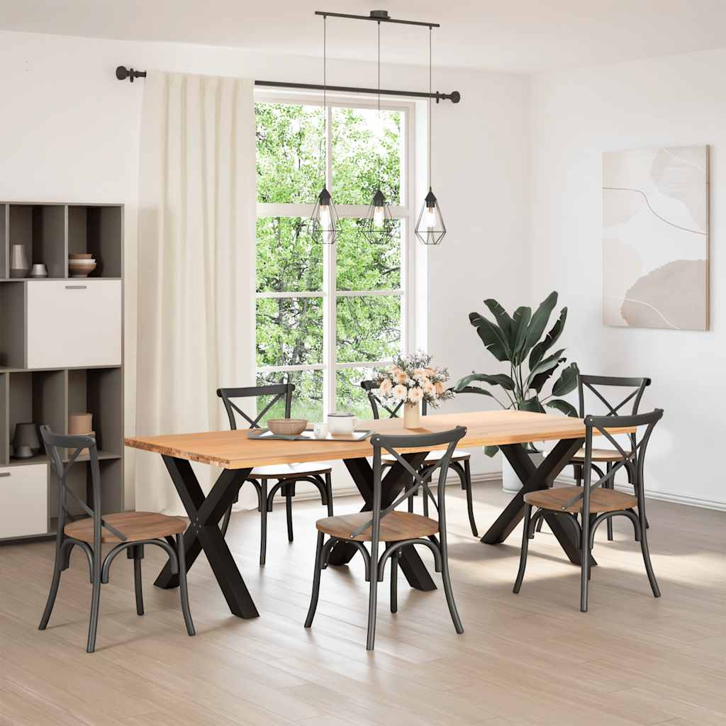 Black X-Shaped Steel Dining Table Legs, 3 pcs, Adjustable 72-73 cm