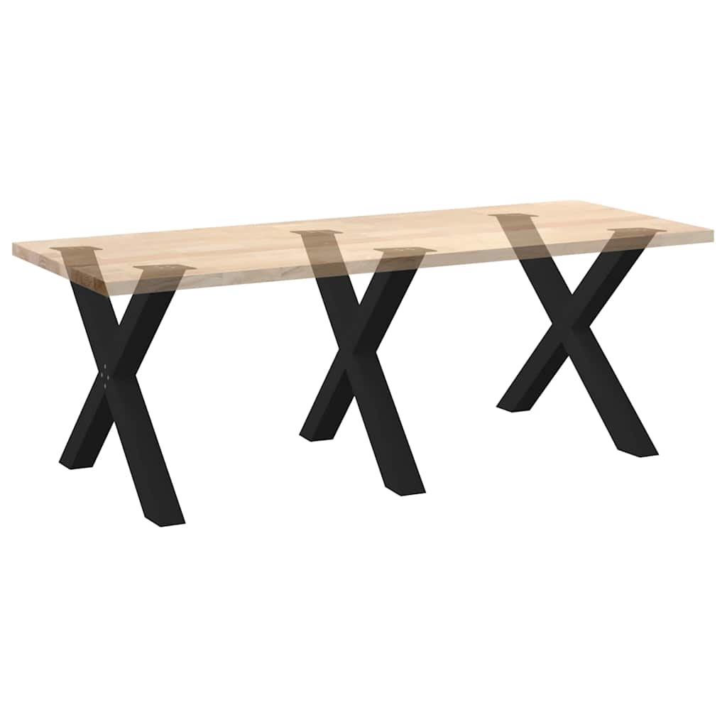 Black X-Shaped Steel Dining Table Legs, 3 pcs, Adjustable 72-73 cm