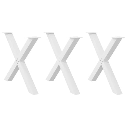 White X-Shaped Steel Dining Table Legs - Set of 3, Adjustable Height