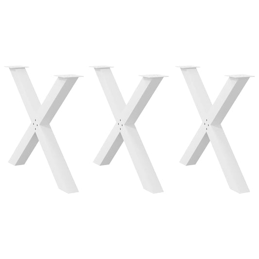 White X-Shaped Steel Dining Table Legs - Set of 3, Adjustable Height