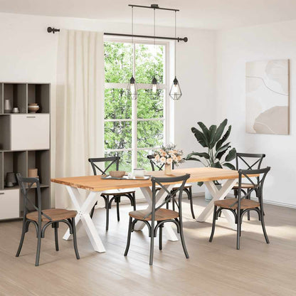 White X-Shaped Steel Dining Table Legs - Set of 3, Adjustable Height