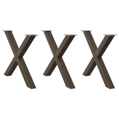 X-Shaped Natural Steel Dining Table Legs, 3 pcs, Adjustable, 90 cm