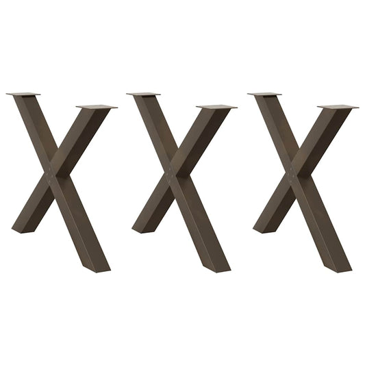 X-Shaped Natural Steel Dining Table Legs, 3 pcs, Adjustable, 90 cm