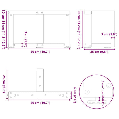 Black Steel T-Shaped Coffee Table Legs Set, Adjustable (2 pcs)