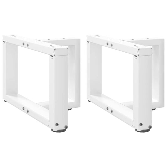 White T-Shaped Steel Coffee Table Legs 2pcs, Adjustable Height