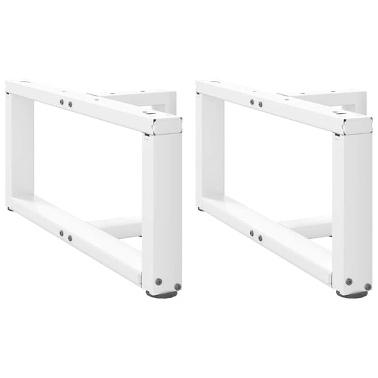 White Steel Coffee Table Legs, T-Shaped, 2 pcs, Adjustable Height.