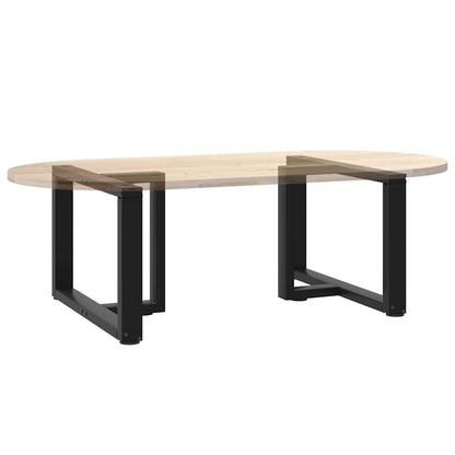 T-Shaped Black Steel Coffee Table Legs, Adjustable 70x25x(42-43) cm