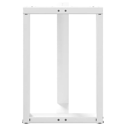 White Steel T-Shaped Dining Table Legs 2pcs Adjustable Height
