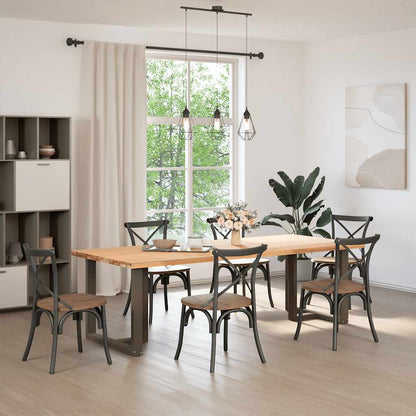 Black Steel T-Shaped Dining Table Legs 2pcs, Adjustable Height 72-73cm