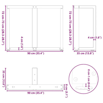 T-Shaped Steel Dining Table Legs, Black, Adjustable Height (2 pcs)