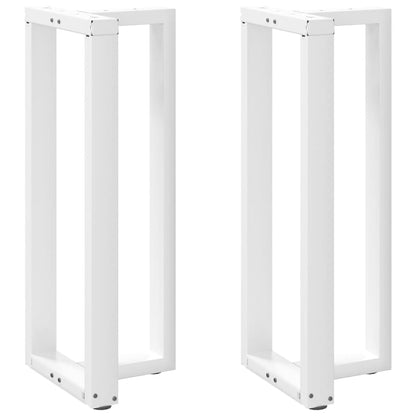 White T-Shaped Steel Bar Table Legs 2 pcs - Adjustable Height