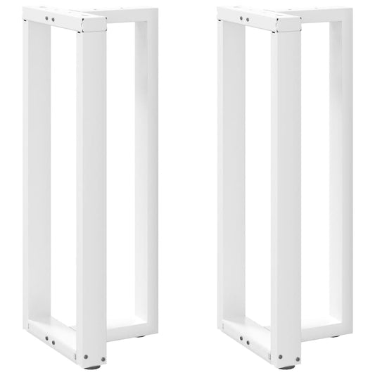 White T-Shaped Steel Bar Table Legs 2 pcs - Adjustable Height