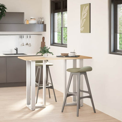 White T-Shaped Steel Bar Table Legs 2 pcs - Adjustable Height