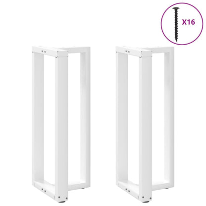 White T-Shaped Steel Bar Table Legs 2 pcs - Adjustable Height