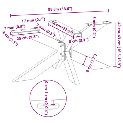 White Steel Spider-Shaped Coffee Table Legs, 98x58x(42-43) cm