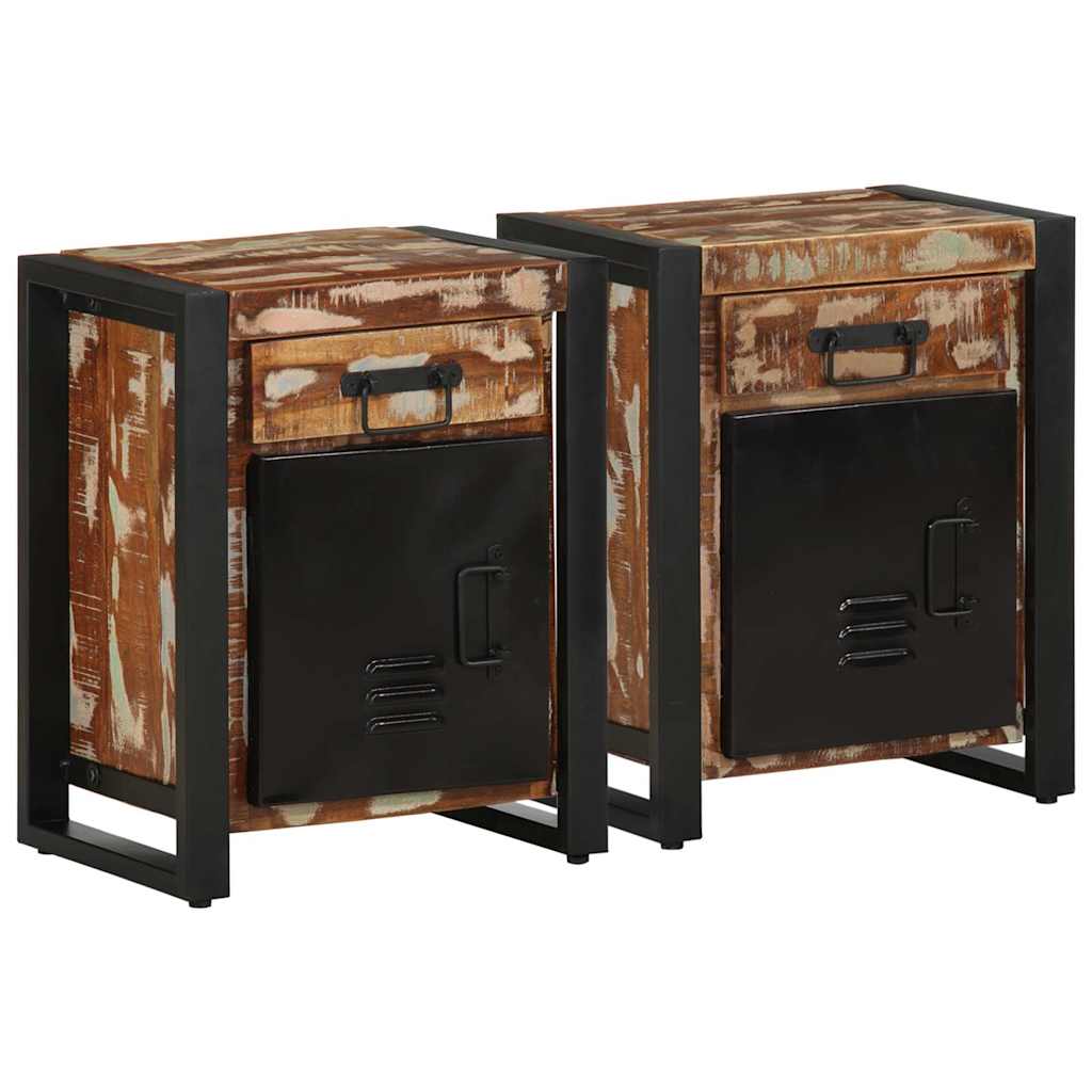 Multicolor Solid Mango Wood Bedside Cabinets - Set of 2