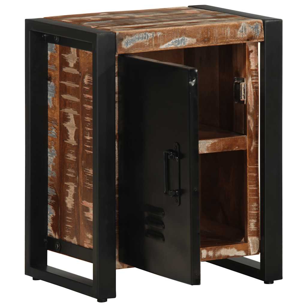 Multicolour Reclaimed Solid Wood Bedside Cabinet 40x30x51 cm