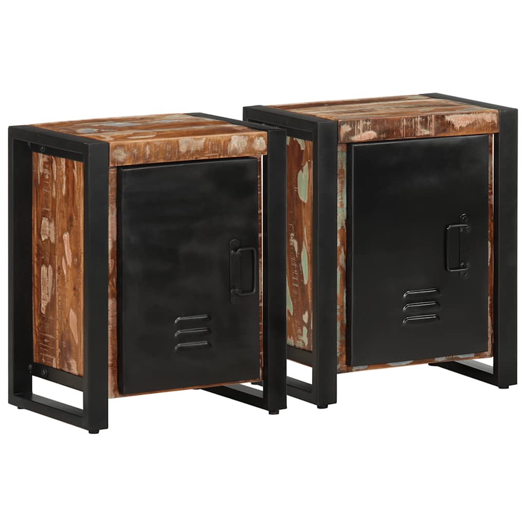 Multicolor Solid Mango Wood Bedside Cabinets - Set of 2