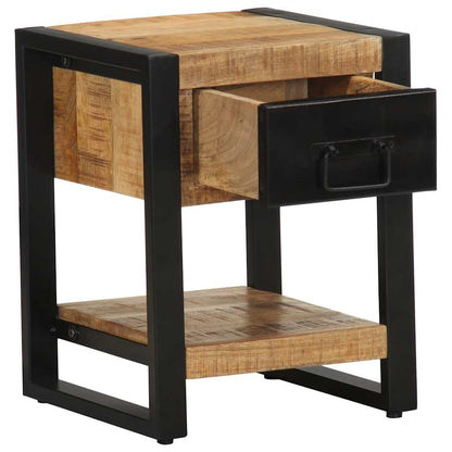 Solid Mango Wood Bedside Cabinets, Set of 2 - Rustic Charm