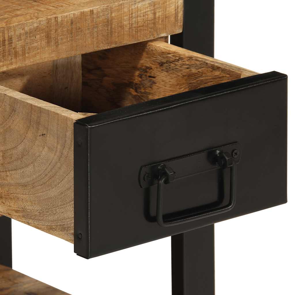 Solid Mango Wood Bedside Cabinets, Set of 2 - Rustic Charm