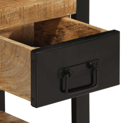 Solid Mango Wood Bedside Cabinets, Set of 2 - Rustic Charm