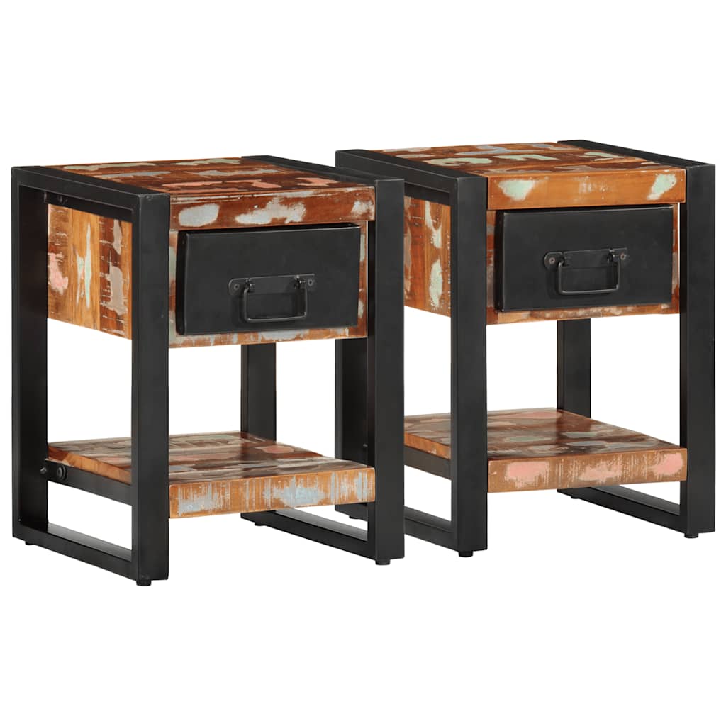Multicolour Solid Mango Wood Bedside Cabinets - Set of 2
