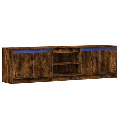 TV Cabinet with LED Smoked Oak 180x34x50 cm Engineered Wood