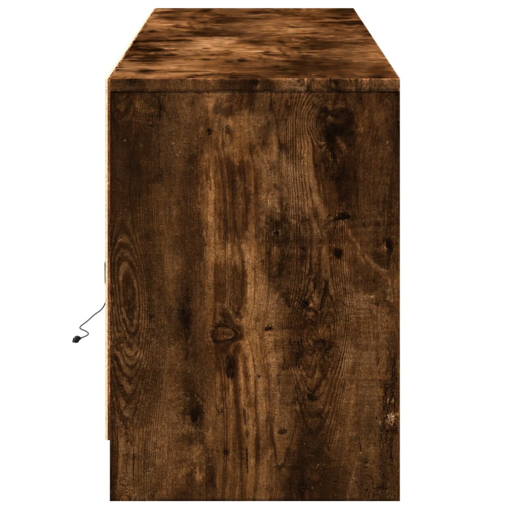 TV Cabinet with LED Smoked Oak 180x34x50 cm Engineered Wood