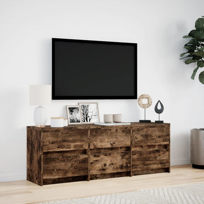 TV Cabinet with LED Smoked Oak 140x34x50 cm Engineered Wood