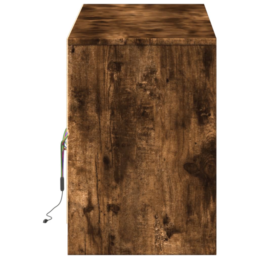 TV Cabinet with LED Smoked Oak 140x34x50 cm Engineered Wood