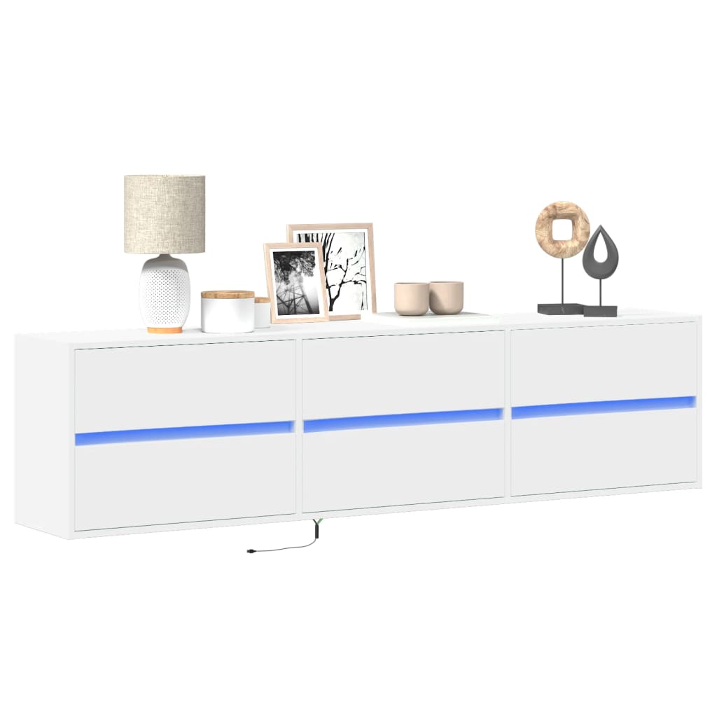 TV Wall Cabinet with LED White 180x31x45 cm
