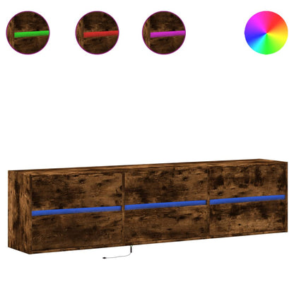 TV Wall Cabinet with LED Smoked Oak 180x31x45 cm