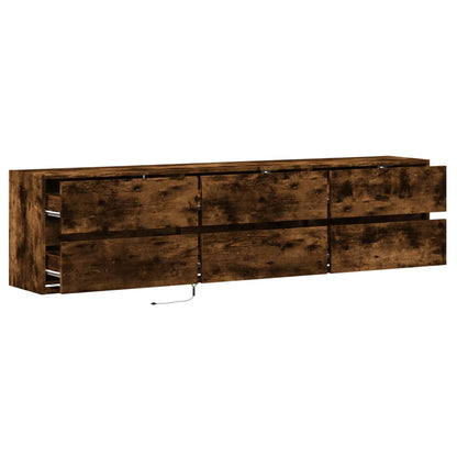 TV Wall Cabinet with LED Smoked Oak 180x31x45 cm