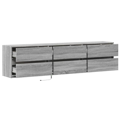 TV Wall Cabinet with LED Grey Sonoma 180x31x45 cm