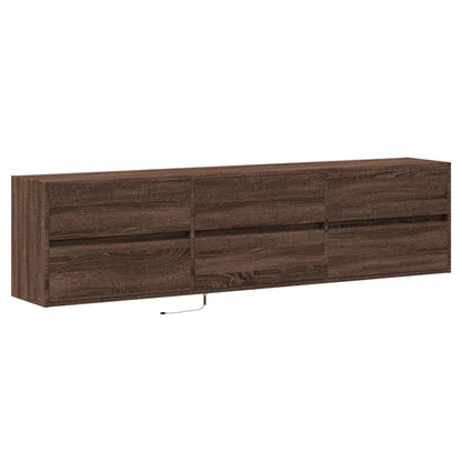 TV Wall Cabinet with LED Brown Oak 180x31x45 cm