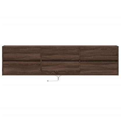TV Wall Cabinet with LED Brown Oak 180x31x45 cm