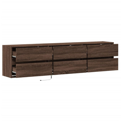 TV Wall Cabinet with LED Brown Oak 180x31x45 cm