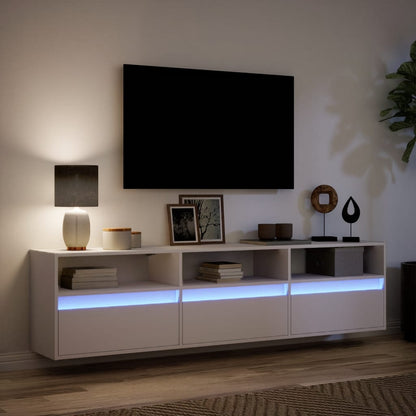 TV Wall Cabinet with LED White 180x31x45 cm