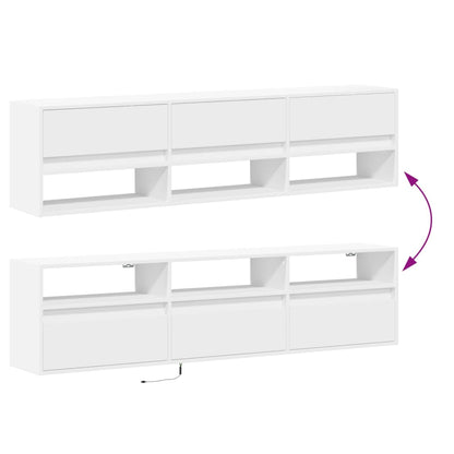 TV Wall Cabinet with LED White 180x31x45 cm