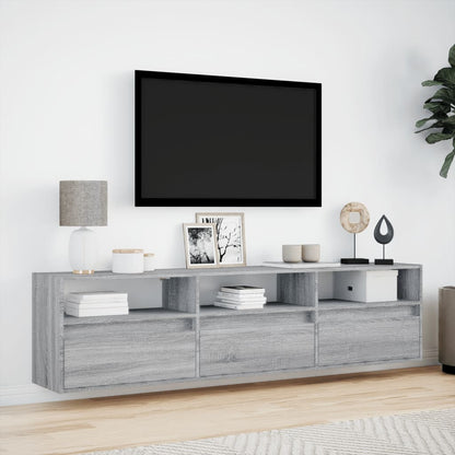 TV Wall Cabinet with LED Grey Sonoma 180x31x45 cm