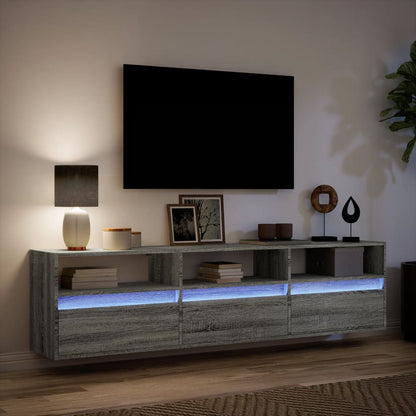 TV Wall Cabinet with LED Grey Sonoma 180x31x45 cm