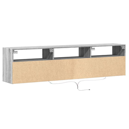 TV Wall Cabinet with LED Grey Sonoma 180x31x45 cm