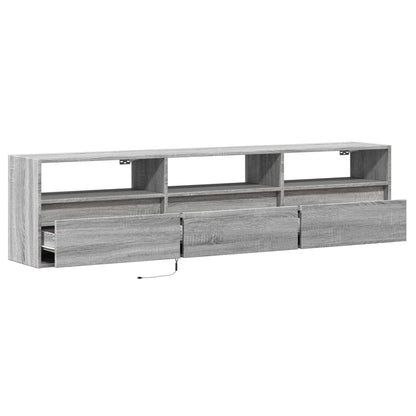 TV Wall Cabinet with LED Grey Sonoma 180x31x45 cm