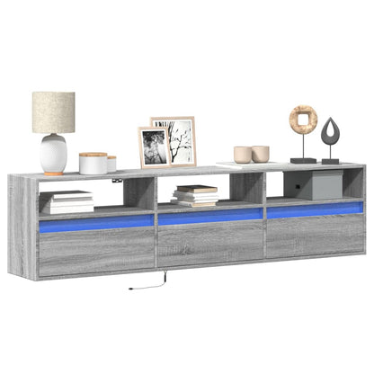 TV Wall Cabinet with LED Grey Sonoma 180x31x45 cm